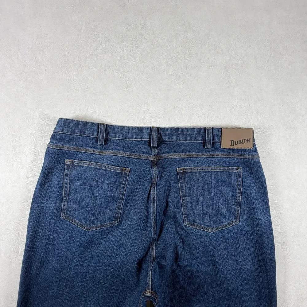 Duluth Trading Flex Ballroom Jeans Mens 42x32 Blue Relaxed Fit Stretch Denim